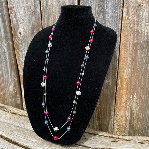 Loft silver cranberry and blue long necklace - Picture 7 of 11